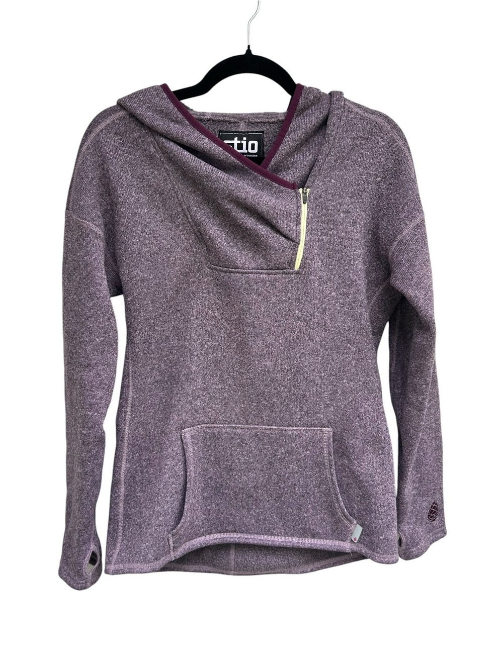 Stio Sweetwater Fleece Hoodie Womens Medium Pullover Berry Smoke Heather EUC